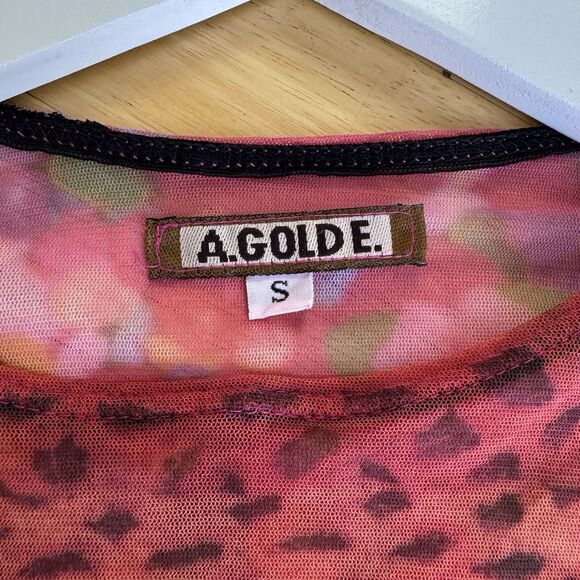 AGOLDE Vintage Mesh Top Y2K 00s Abstract Crochet Hearts Sheer Floral Grunge SM - Picture 9 of 12